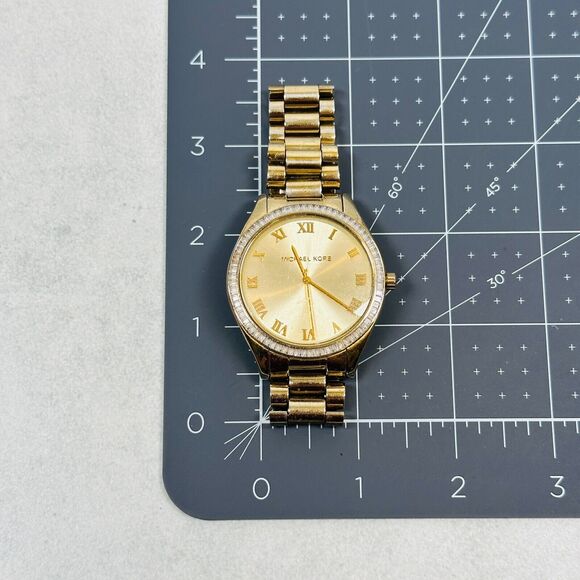 Michael Kors Watch Womens 40mm Crystal Bezel Gold Tone Blake New Battery - Picture 15 of 15